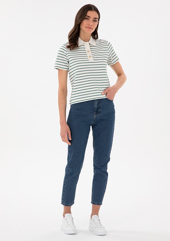 PIERRE CARDIN Mavi Kadın Mom Jean Pantolon