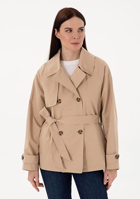 PIERRE CARDIN Bej Kadın Trençkot Kaban