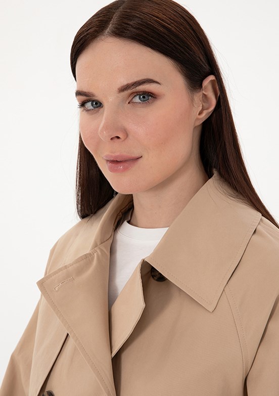 PIERRE CARDIN Bej Kadın Trençkot Kaban