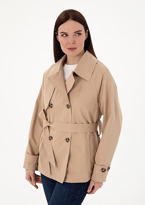 PIERRE CARDIN Bej Kadın Trençkot Kaban