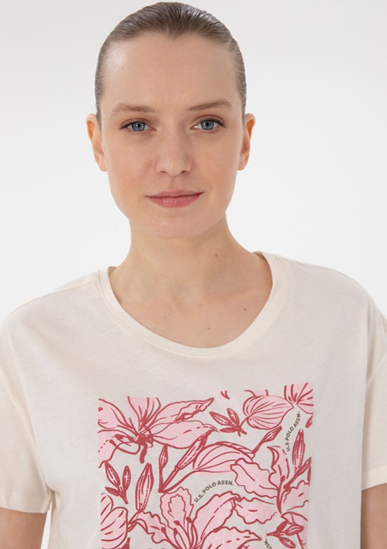 US POLO ASSN Beyaz Kadın Comfort T-shirt