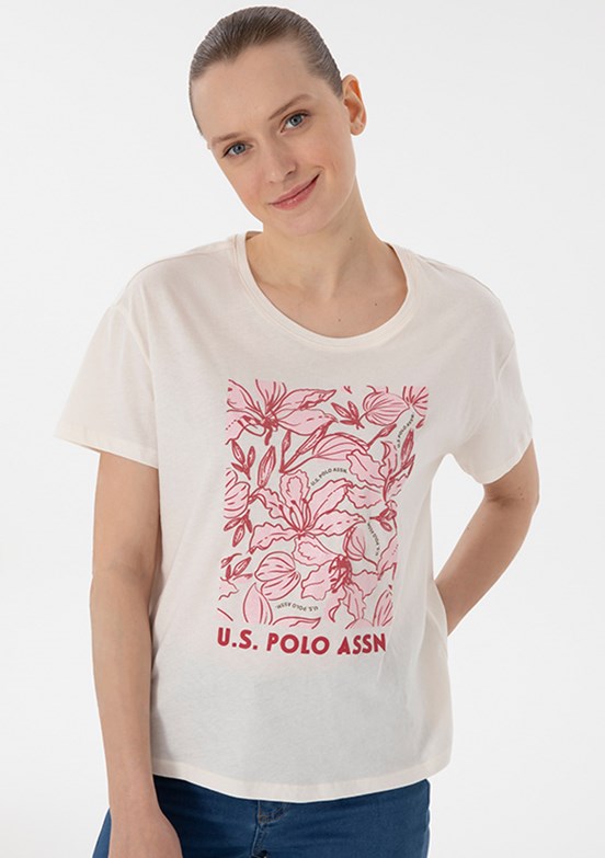 US POLO ASSN Beyaz Kadın Comfort T-shirt