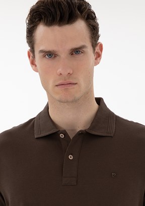 PİERRE CARDİN Kahverengi Erkek Basic T-Shirt