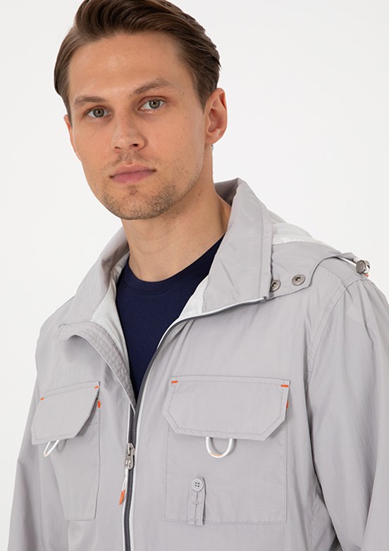PİERRE CARDİN Gri Erkek Basic Mont