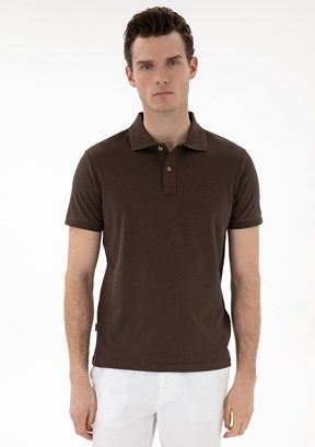 PİERRE CARDİN Kahverengi Erkek Basic T-Shirt