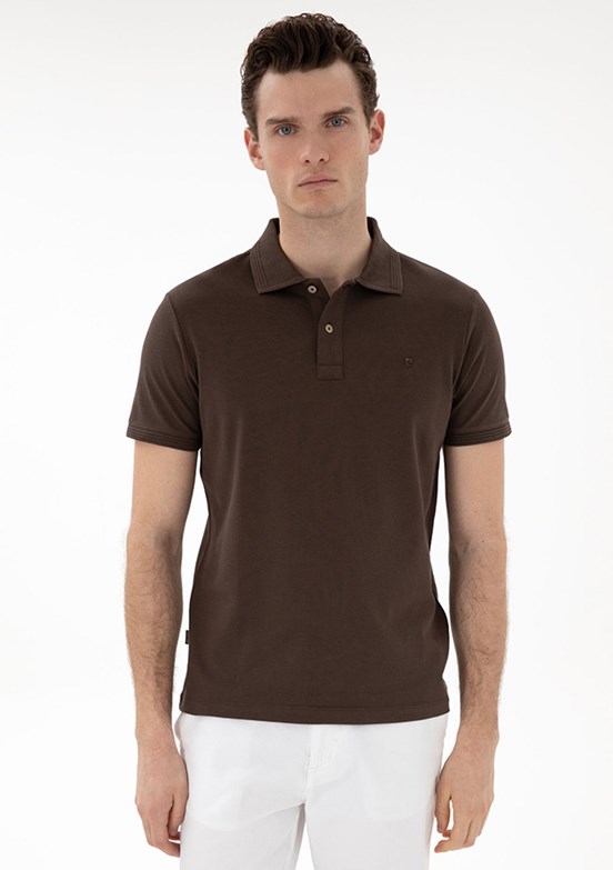 PİERRE CARDİN Kahverengi Erkek Basic T-Shirt
