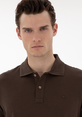 PİERRE CARDİN Kahverengi Erkek Basic T-Shirt