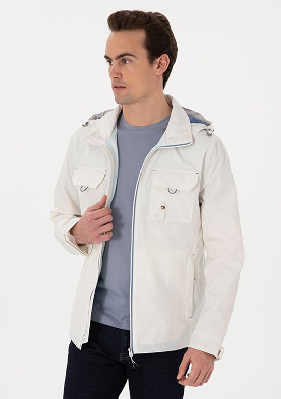 PİERRE CARDİN Beyaz Erkek Basic Mont