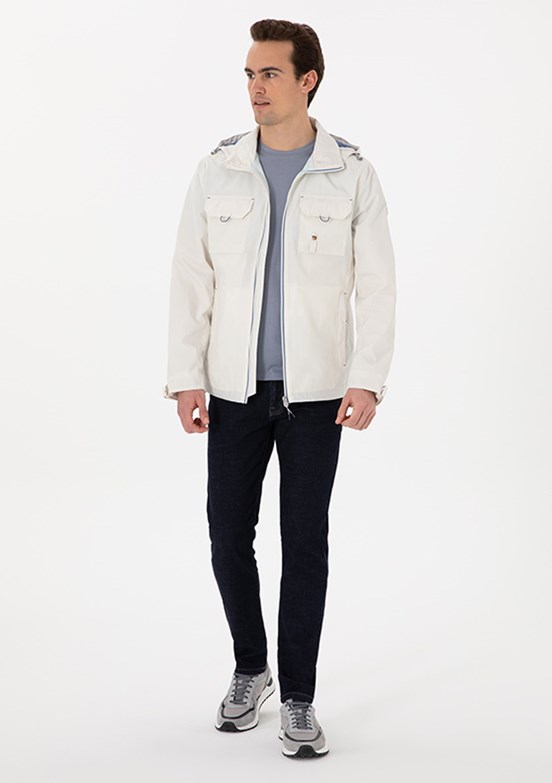 PİERRE CARDİN Beyaz Erkek Basic Mont