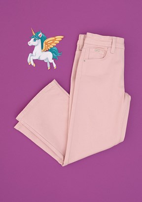 US POLO ASSN Pembe Kız Çocuk Rahat Kesim Jean Pantolon