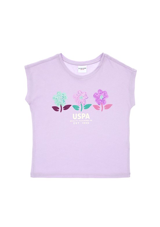 US POLO ASSN Mor Kız Çocuk Regular T-Shirt