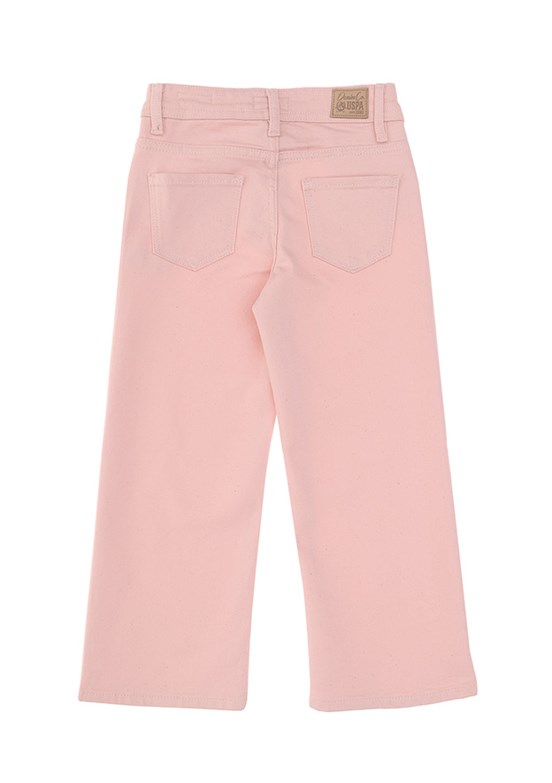 US POLO ASSN Pembe Kız Çocuk Rahat Kesim Jean Pantolon