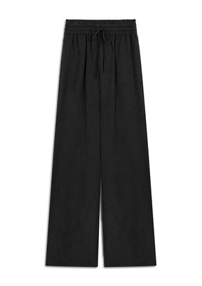 İPEKYOL Siyah Kadın Elastik Bel Wide Leg Pantolon