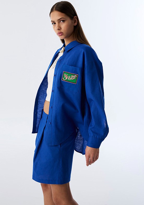 TWİST Mavi Kadın Oversize Gömlek