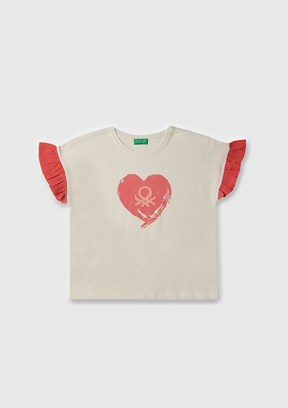 BENETTON Beyaz Kız Çocuk Basic T-Shirt
