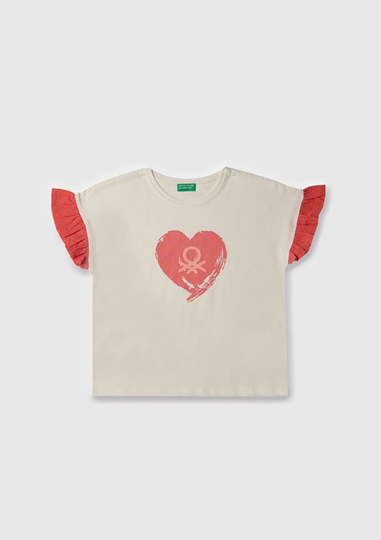 BENETTON Beyaz Kız Çocuk Basic T-Shirt