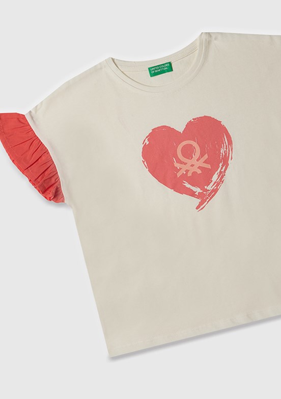 BENETTON Beyaz Kız Çocuk Basic T-Shirt