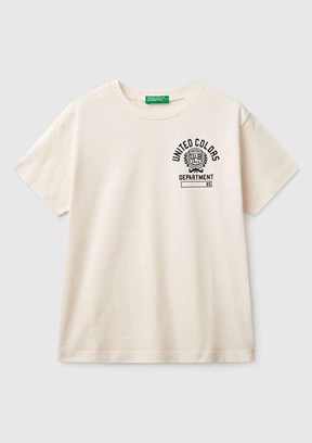 BENETTON Beyaz Erkek Çocuk Baskılı T-Shirt