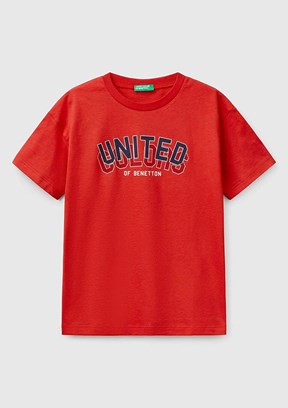 BENETTON Kırmızı Erkek Çocuk Baskılı T-Shirt