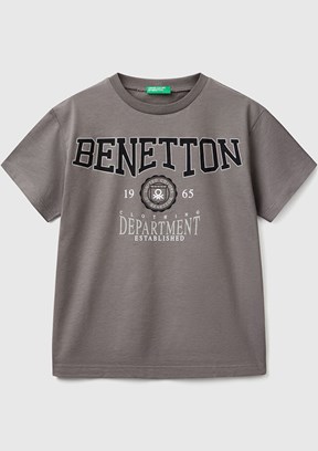 BENETTON Gri Erkek Çocuk Baskılı T-Shirt