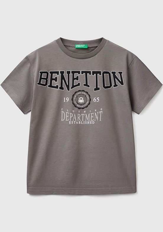 BENETTON Gri Erkek Çocuk Baskılı T-Shirt