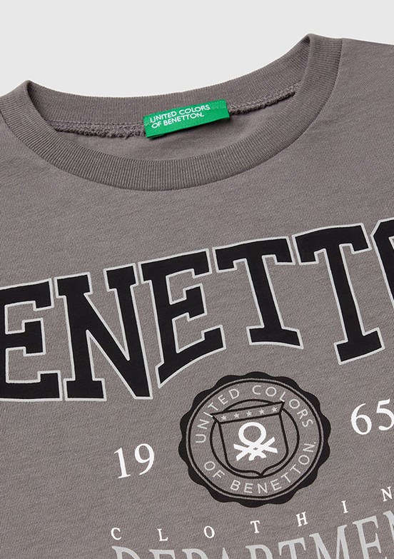 BENETTON Gri Erkek Çocuk Baskılı T-Shirt