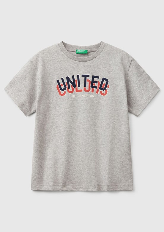 BENETTON Gri Erkek Çocuk Baskılı T-Shirt