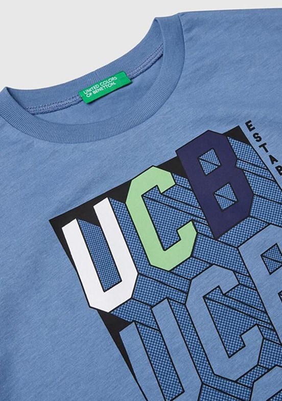 BENETTON Mavi Erkek Çocuk Baskılı T-Shirt