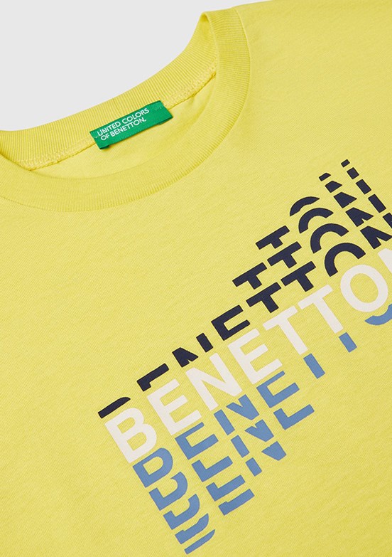 BENETTON Sarı Erkek Çocuk Baskılı T-Shirt