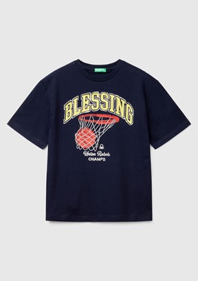 BENETTON Lacivert Erkek Çocuk Baskılı T-Shirt