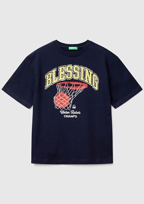 BENETTON Lacivert Erkek Çocuk Baskılı T-Shirt