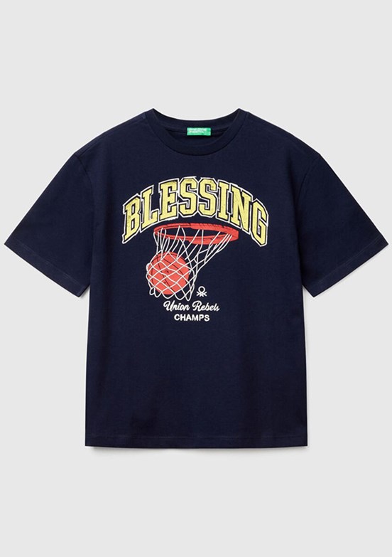 BENETTON Lacivert Erkek Çocuk Baskılı T-Shirt