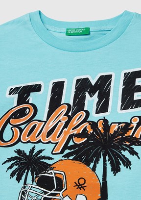 BENETTON Mavi Erkek Çocuk Baskılı T-Shirt