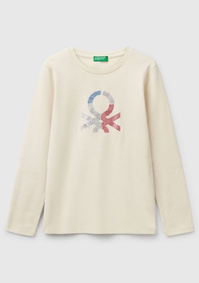 BENETTON Bej Kız Çocuk Uzun Kol T-Shirt