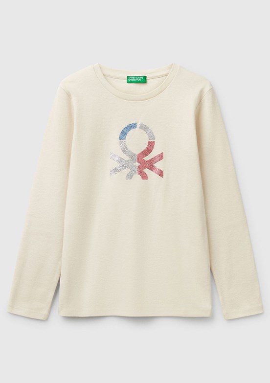 BENETTON Bej Kız Çocuk Uzun Kol T-Shirt
