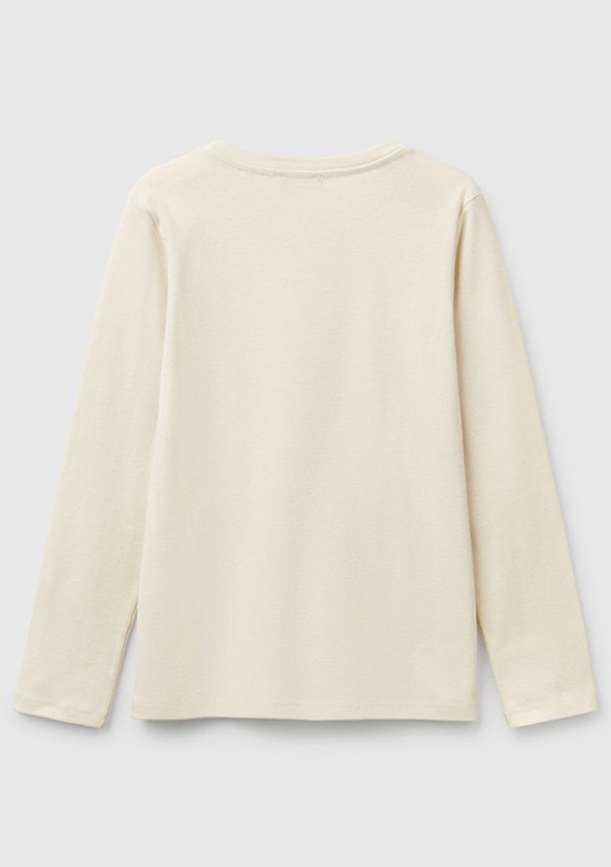 BENETTON Bej Kız Çocuk Uzun Kol T-Shirt