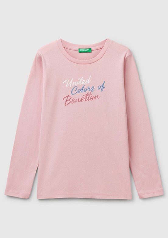 BENETTON Pembe Kız Çocuk Uzun Kol T-Shirt