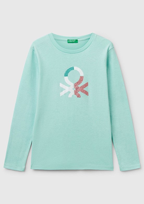 BENETTON Yeşil Kız Çocuk Uzun Kol T-Shirt