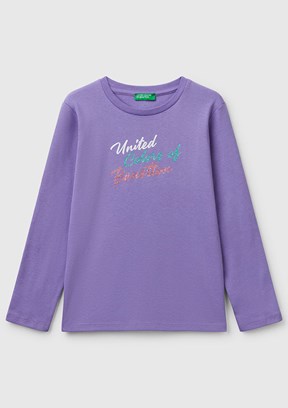 BENETTON Mor Kız Çocuk Uzun Kol T-Shirt