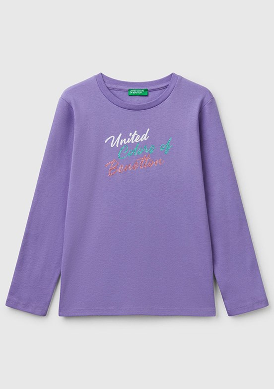 BENETTON Mor Kız Çocuk Uzun Kol T-Shirt