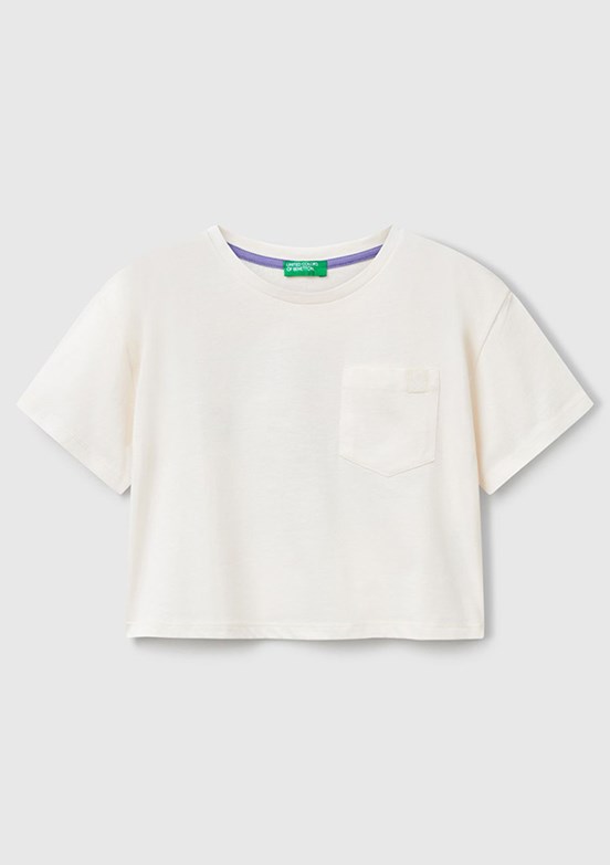 BENETTON Beyaz Kız Çocuk Baskılı T-Shirt