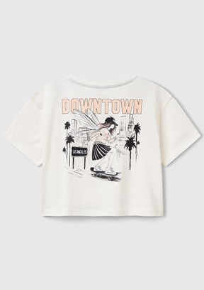 BENETTON Beyaz Kız Çocuk Baskılı T-Shirt