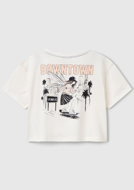 BENETTON Beyaz Kız Çocuk Baskılı T-Shirt