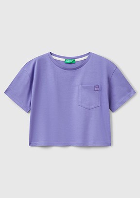 BENETTON Mor Kız Çocuk Baskılı T-Shirt