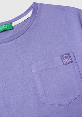 BENETTON Mor Kız Çocuk Baskılı T-Shirt