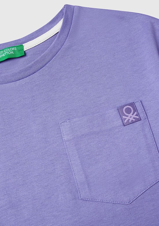 BENETTON Mor Kız Çocuk Baskılı T-Shirt