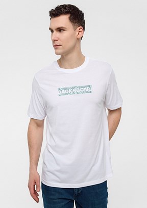 BACKANDBOND Beyaz Erkek Bisiklet Yaka T-Shirt