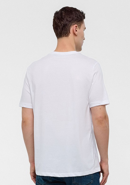 BACKANDBOND Beyaz Erkek Bisiklet Yaka T-Shirt