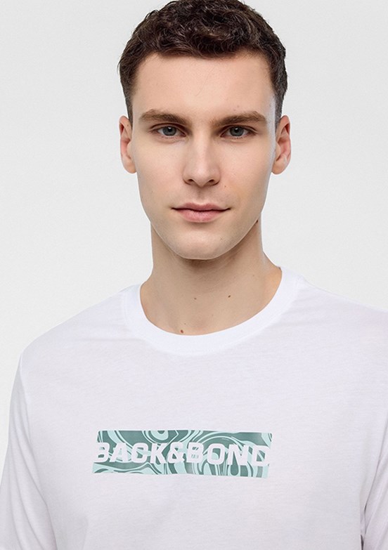 BACKANDBOND Beyaz Erkek Bisiklet Yaka T-Shirt
