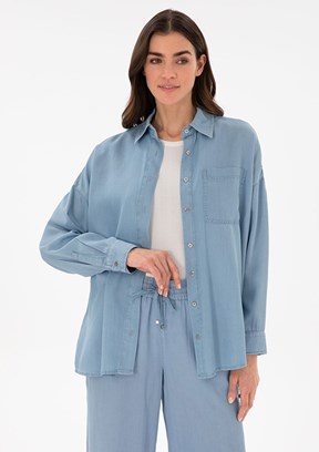 PIERRE CARDIN Mavi Kadın Denim Gömlek